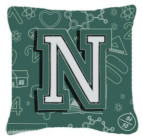 Letter N Back to School Initial Canvas Fabric Decorative Pillow CJ2010-NPW1414 by Caroline&#39;s Treasures