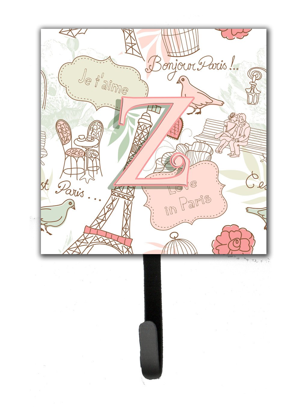 Letter Z Love in Paris Pink Leash or Key Holder CJ2002-ZSH4 by Caroline&#39;s Treasures