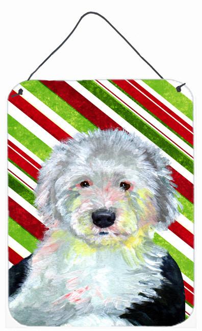 Old English Sheepdog Candy Cane Holiday Christmas Wall or Door Hanging Prints by Caroline&#39;s Treasures