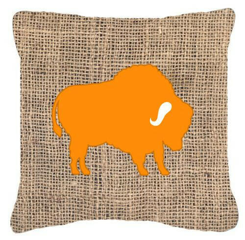 Buffalo Burlap and Orange   Canvas Fabric Decorative Pillow BB1127 - the-store.com