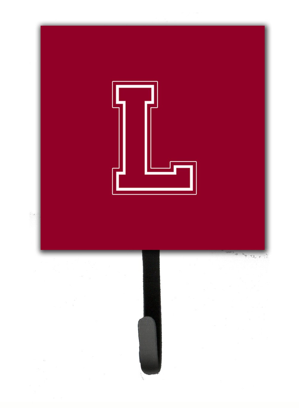 Letter L Initial Monogram - Maroon and White Leash Holder or Key Hook by Caroline's Treasures
