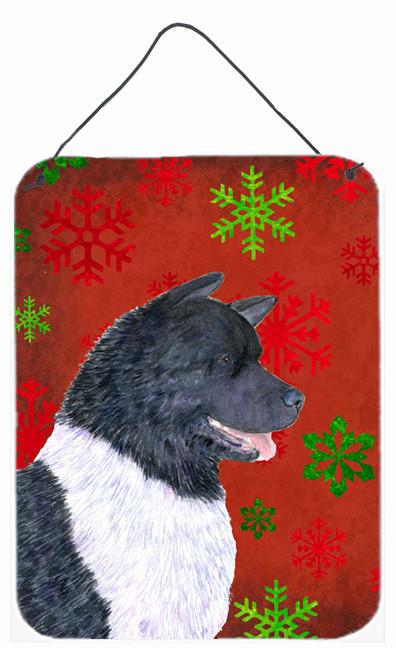 Akita Red and Green Snowflakes Holiday Christmas Wall or Door Hanging Prints by Caroline&#39;s Treasures