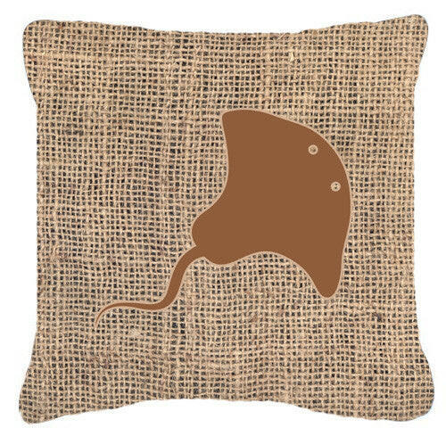Stingray Burlap and Brown   Canvas Fabric Decorative Pillow BB1095 - the-store.com