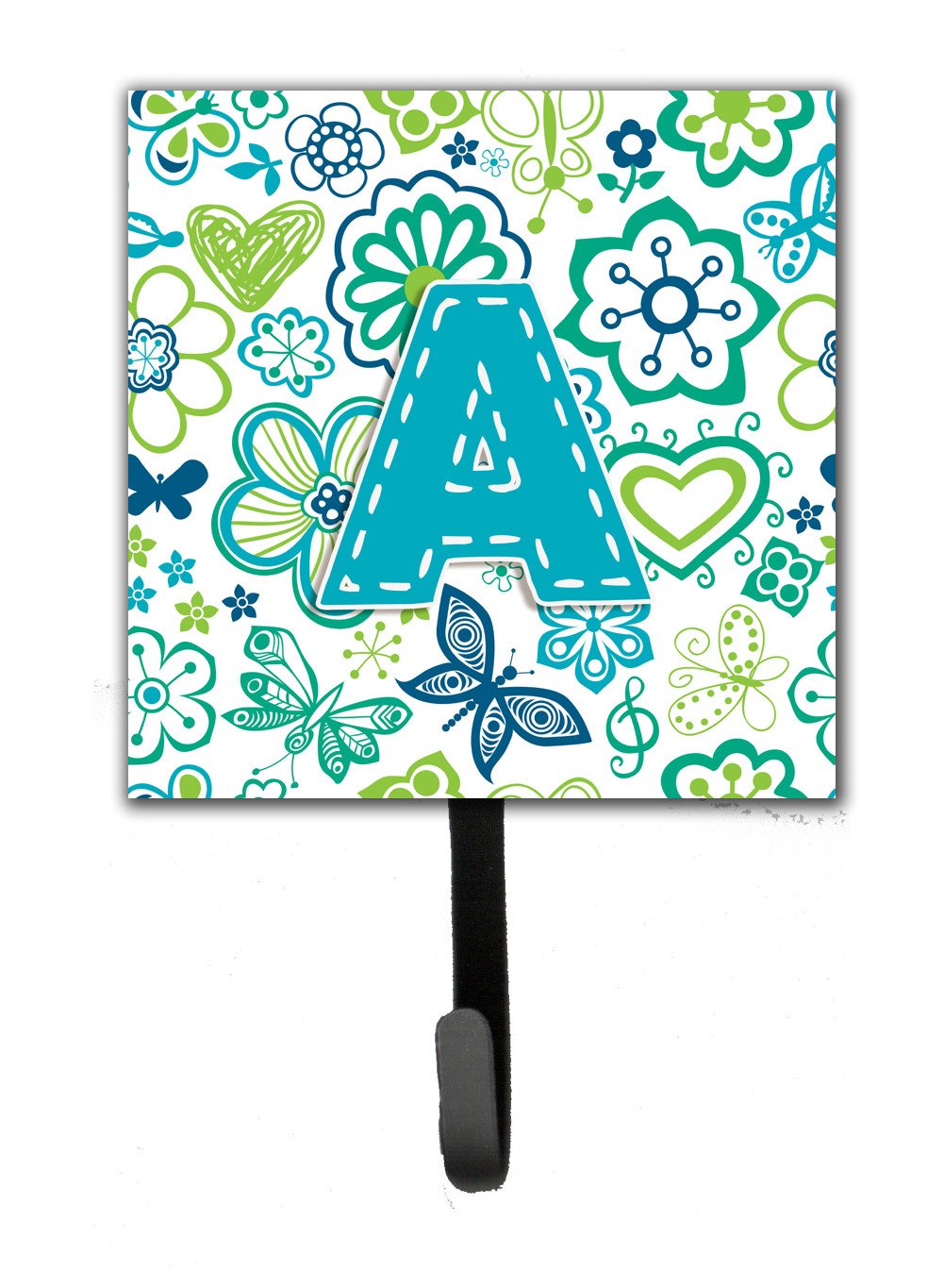 Letter A Flowers and Butterflies Teal Blue Leash or Key Holder CJ2006-ASH4 by Caroline&#39;s Treasures