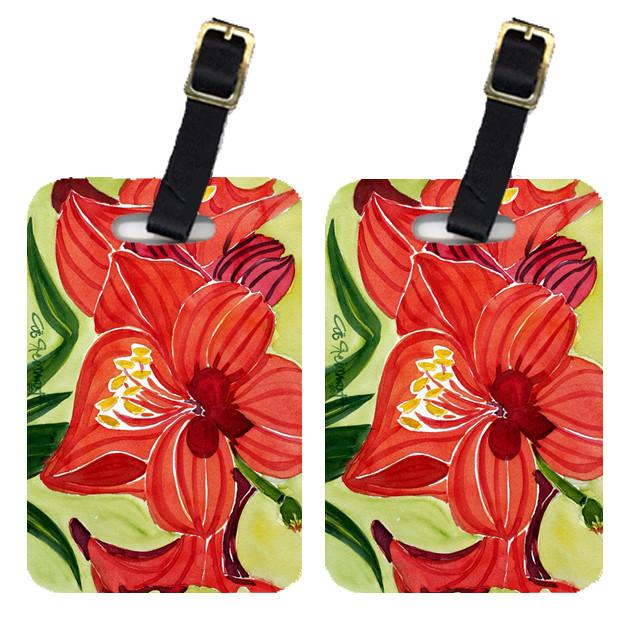 Pair of 2 Flower - Amaryllis Luggage Tags by Caroline&#39;s Treasures