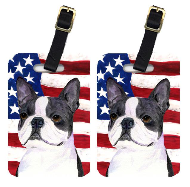Pair of USA American Flag with Boston Terrier Luggage Tags SS4021BT by Caroline&#39;s Treasures