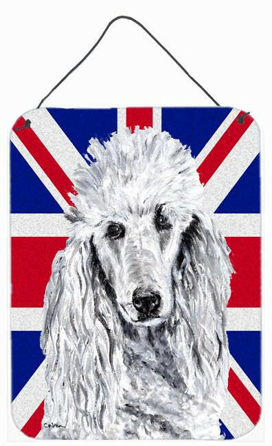 White Standard Poodle with English Union Jack British Flag Wall or Door Hanging Prints SC9884DS1216 by Caroline&#39;s Treasures