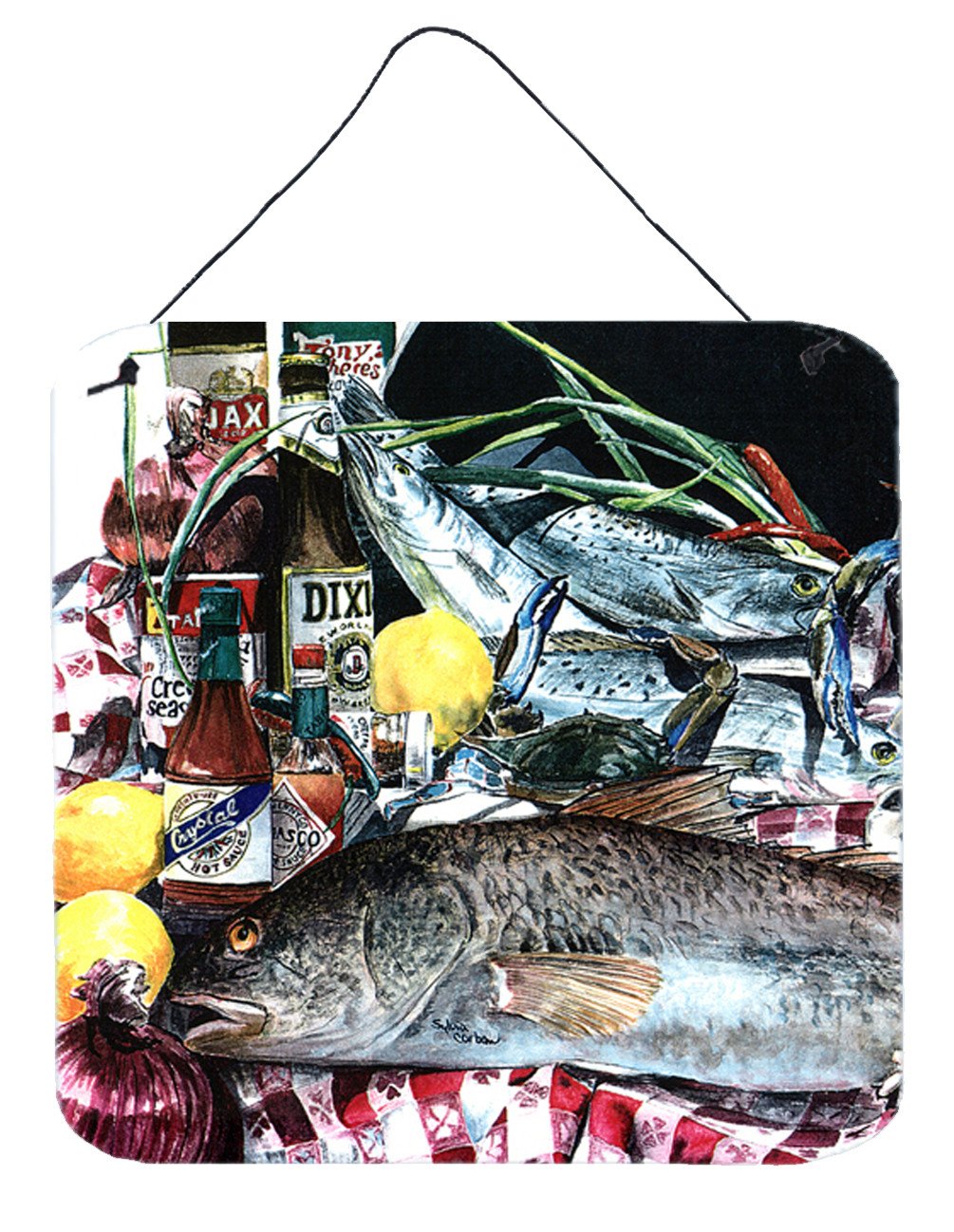 Fish and Beers from New Orleans Aluminium Metal Wall or Door Hanging Prints by Caroline&#39;s Treasures