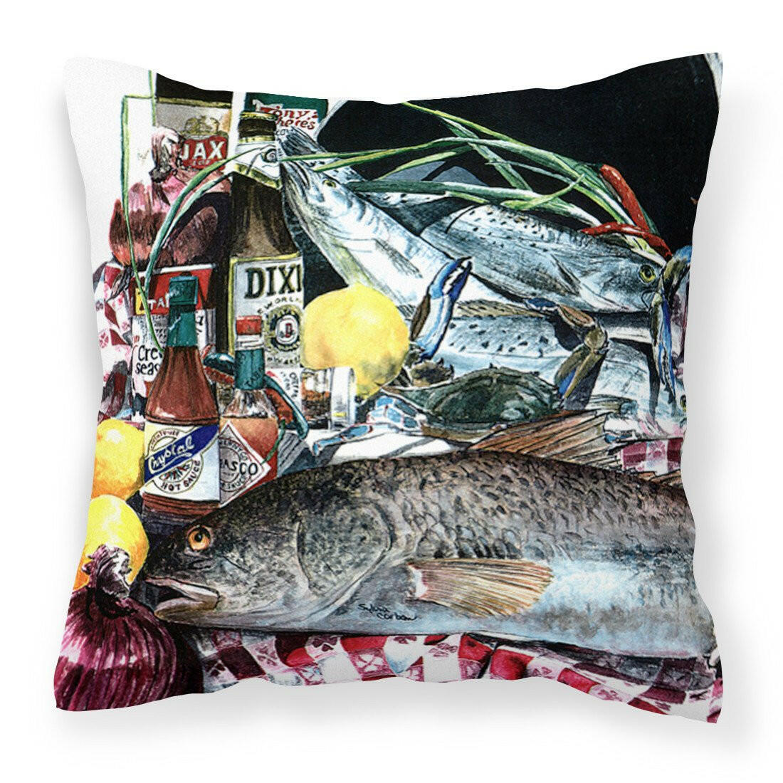 Fish and Beers from New Orleans Decorative   Canvas Fabric Pillow - the-store.com
