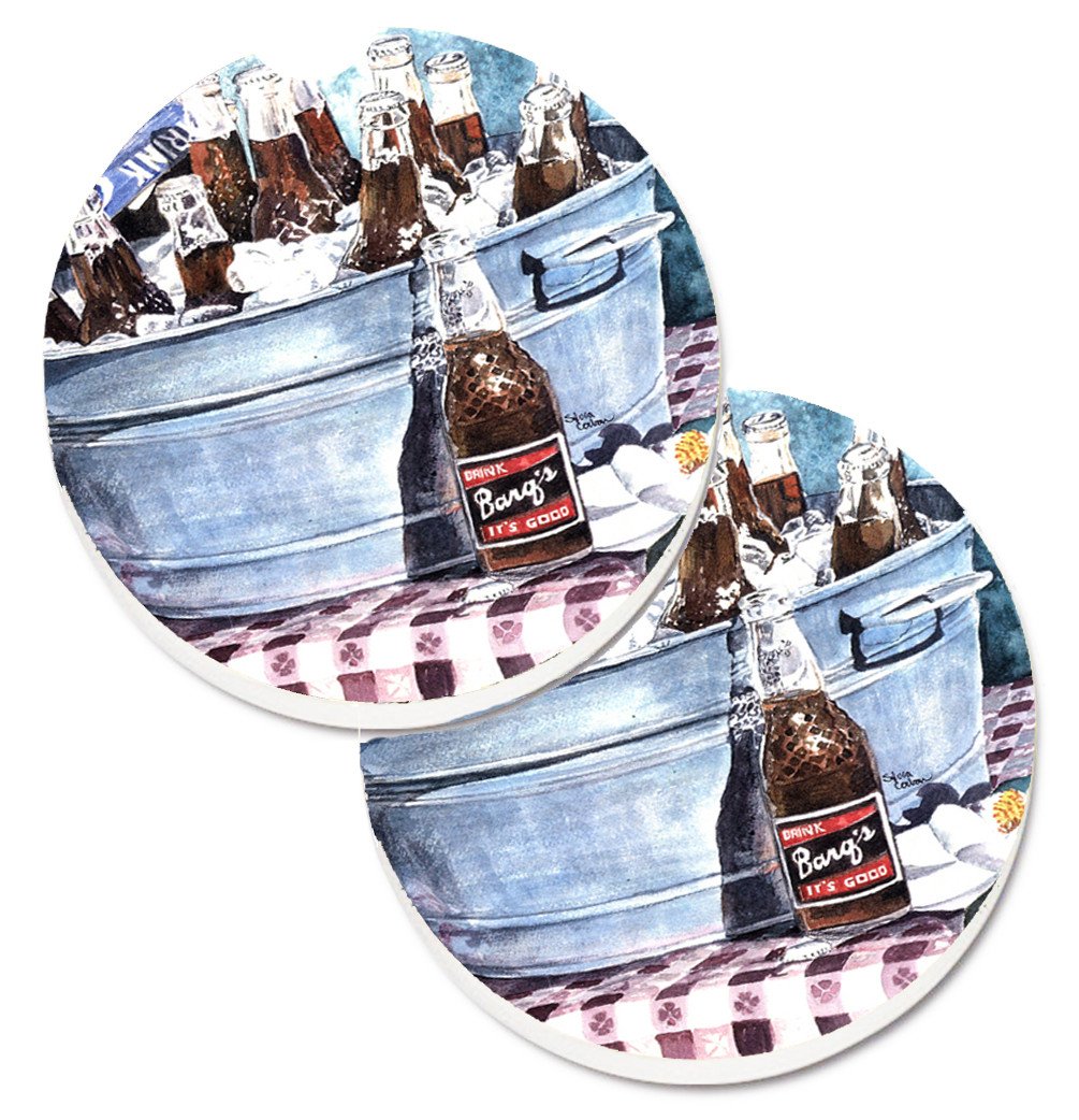 Barq&#39;s and old washtub Set of 2 Cup Holder Car Coasters 1003CARC by Caroline&#39;s Treasures