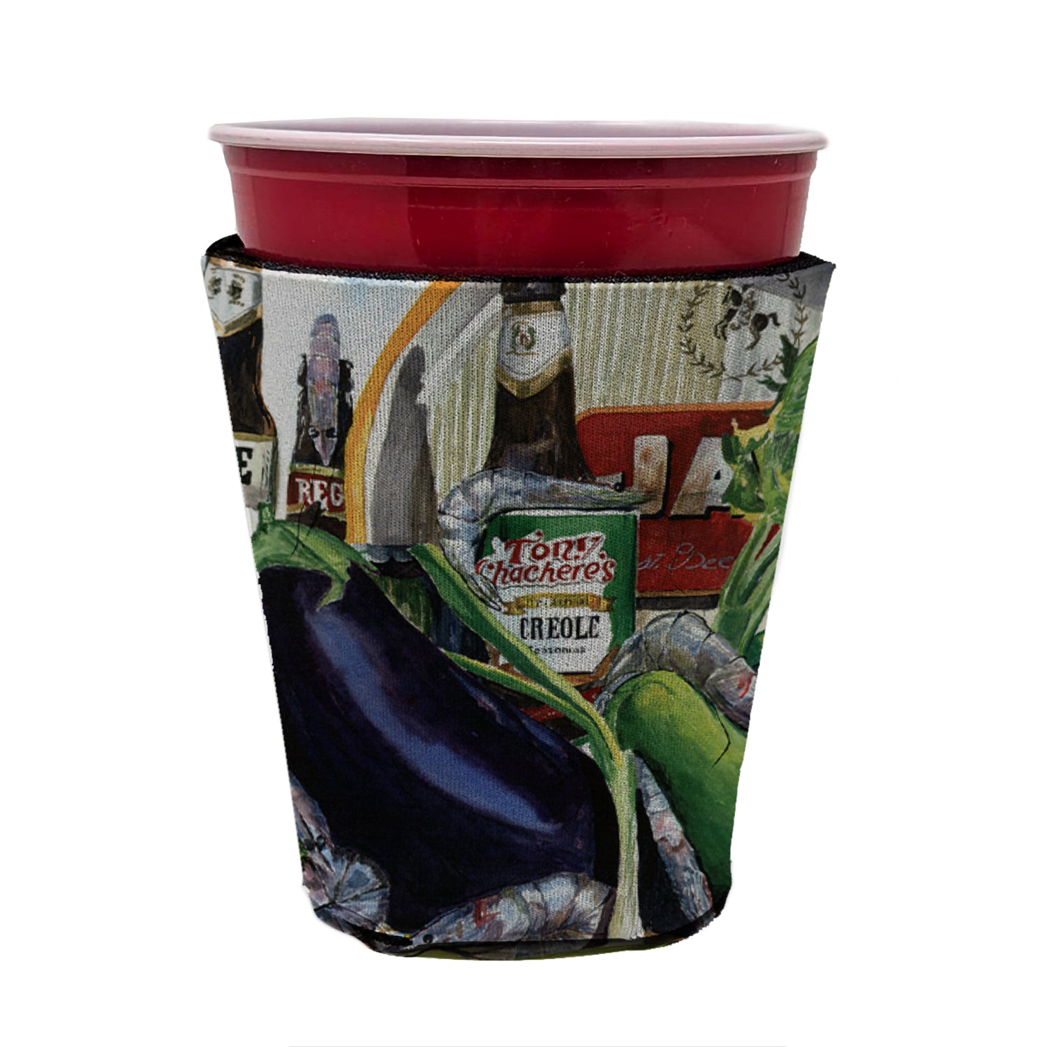 Eggplant and New Orleans Beers Red Cup Beverage Insulator Hugger  the-store.com.