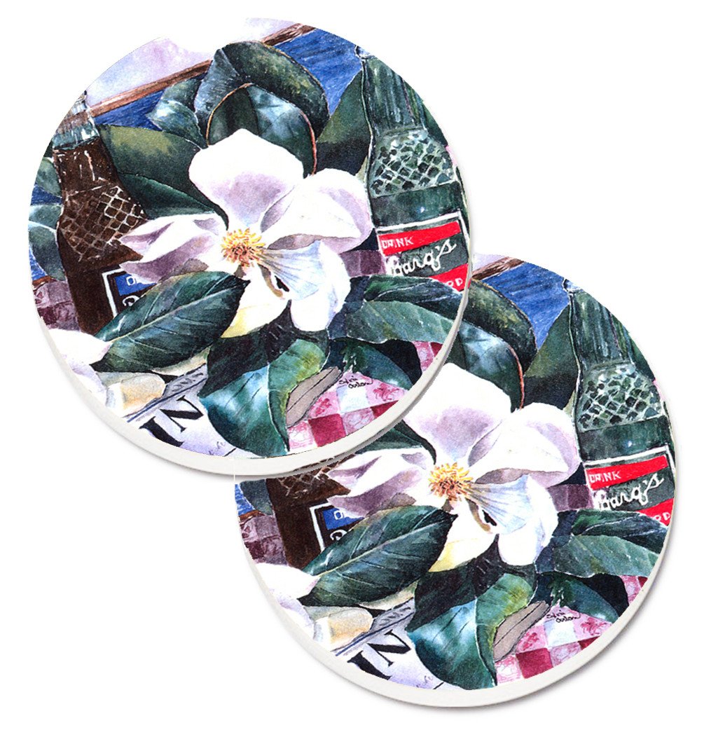 Barq&#39;s and Magnolia Set of 2 Cup Holder Car Coasters 1009CARC by Caroline&#39;s Treasures