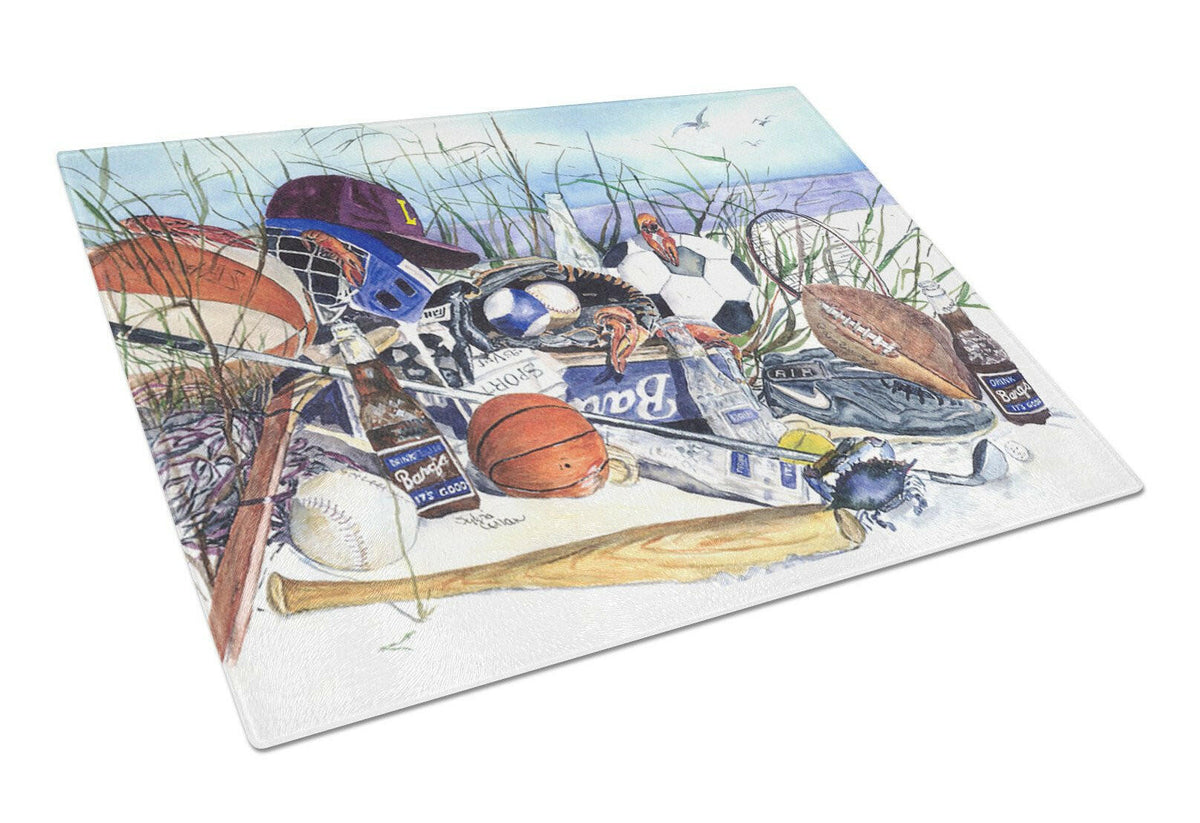 Sports on the Beach Glass Cutting Board Large by Caroline&#39;s Treasures