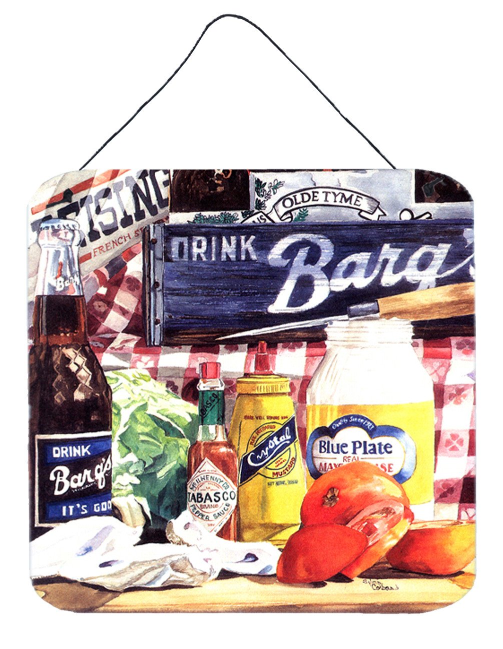 Blue Plate Mayonaise, Barq&#39;s and a tomato sandwich Wall or Door Hanging Prints by Caroline&#39;s Treasures