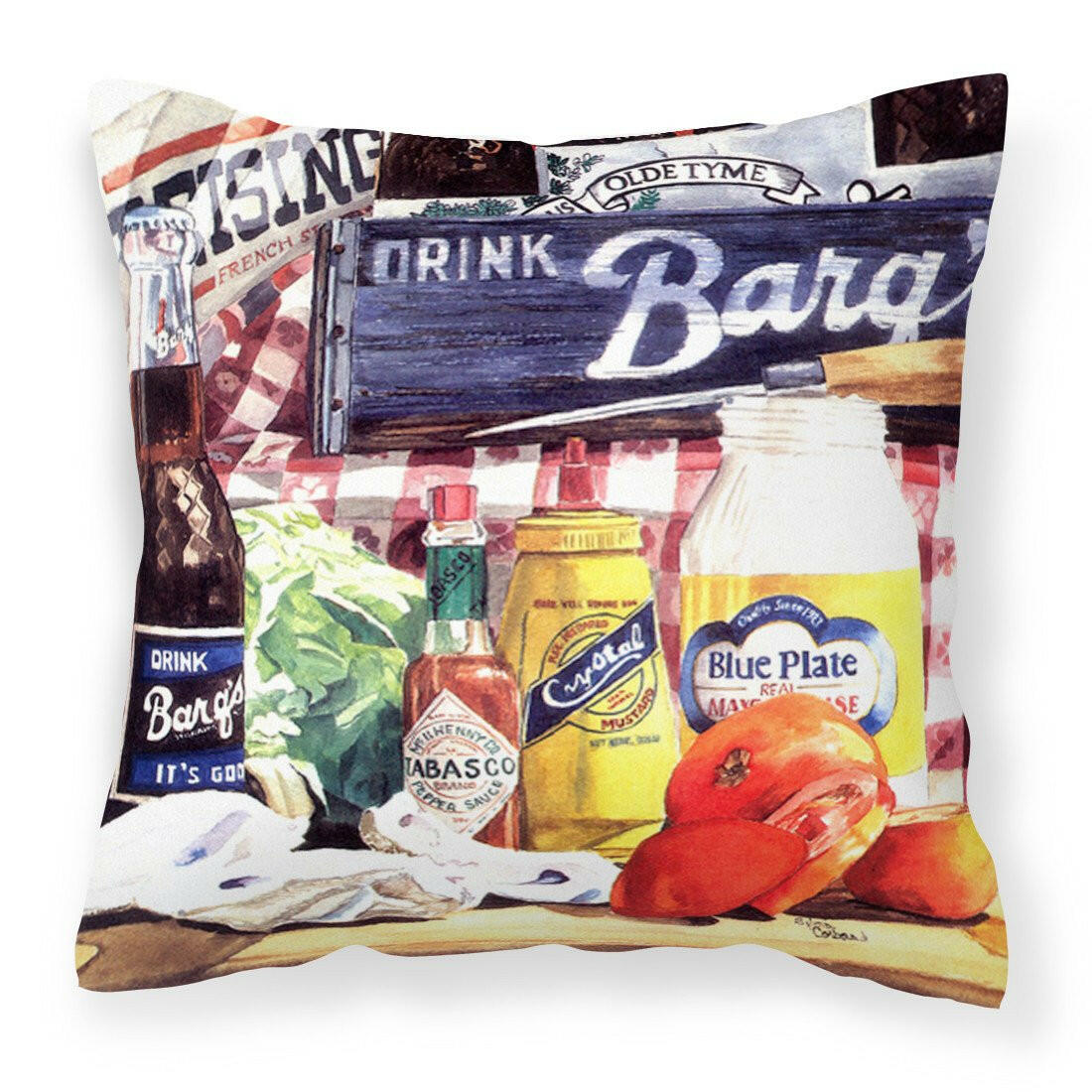 Blue Plate Mayonaise, Barq&#39;s a tomato sandwich Canvas Fabric Decorative Pillow - the-store.com