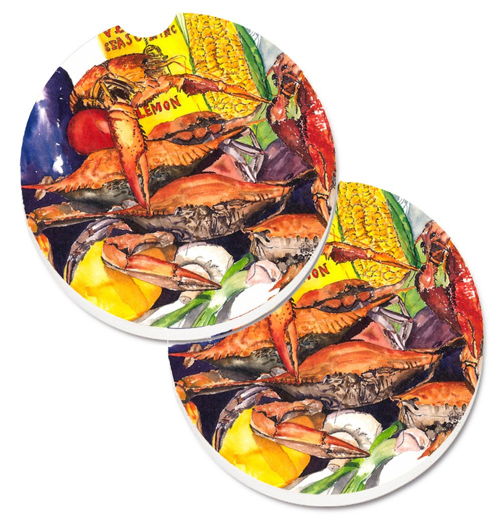 Veron&#39;s and Crabs Set of 2 Cup Holder Car Coasters 1016CARC by Caroline&#39;s Treasures