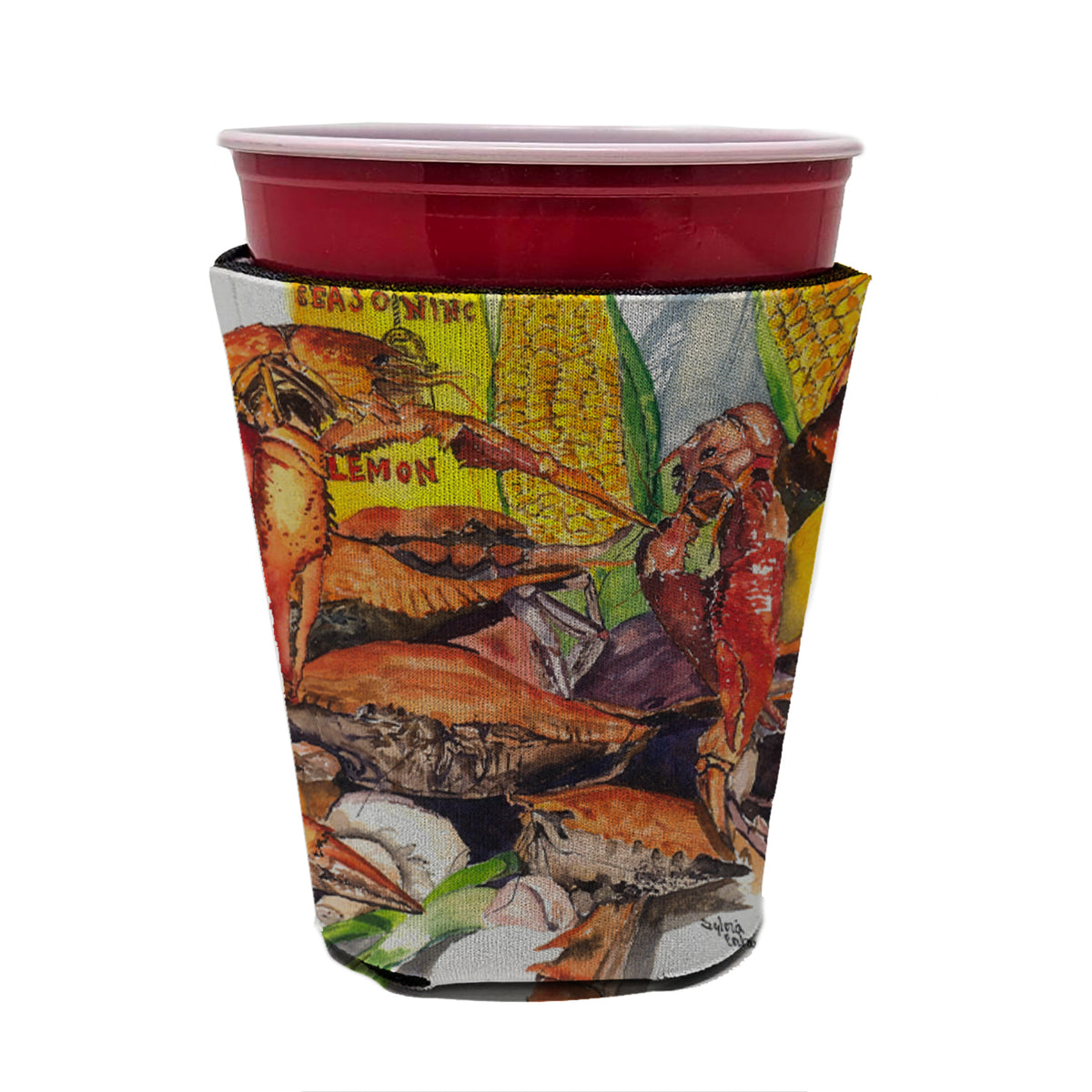 Veron&#39;s and Crabs Red Cup Beverage Insulator Hugger