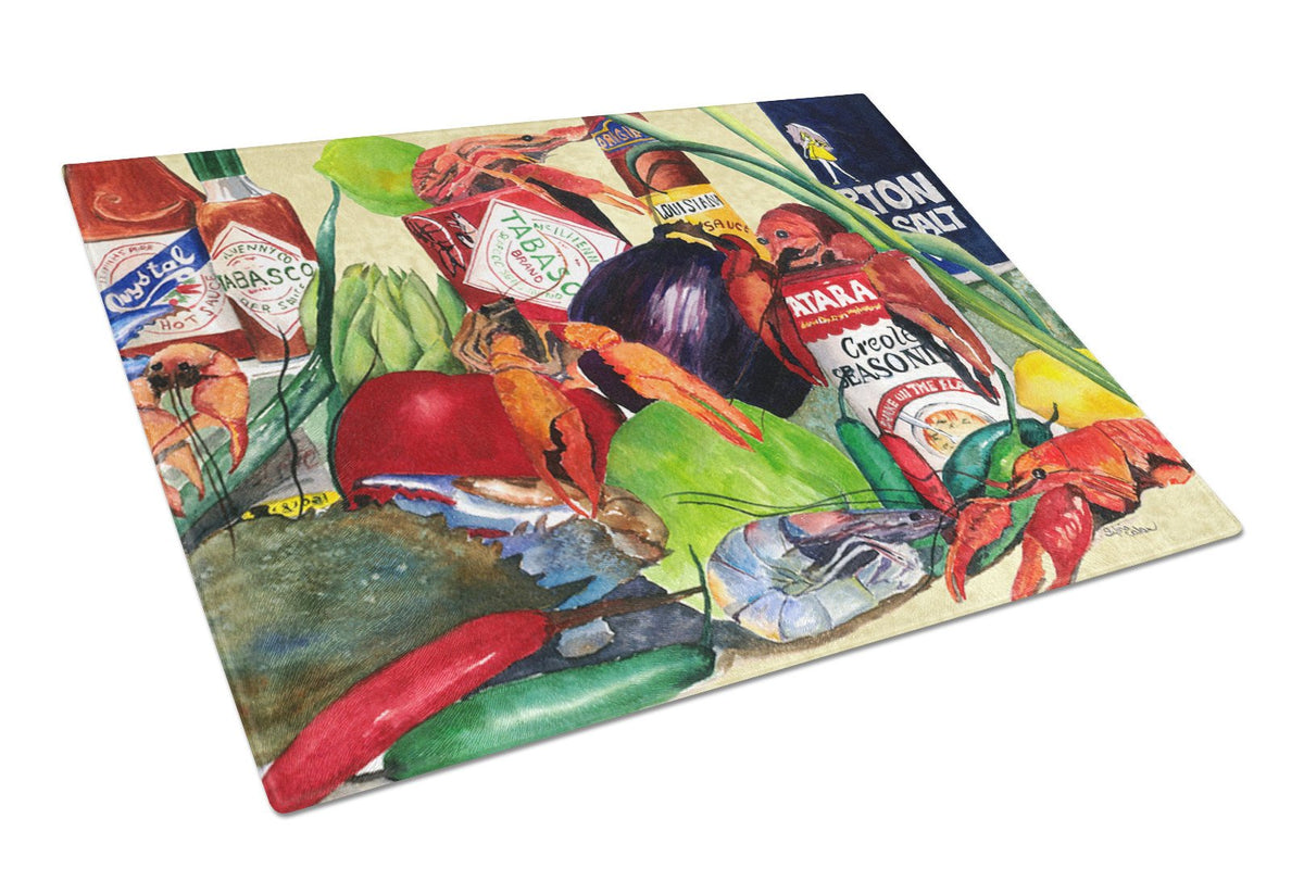 Spices and Crawfish Glass Cutting Board Large by Caroline&#39;s Treasures