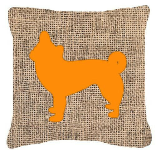 Chihuahua Burlap and Orange   Canvas Fabric Decorative Pillow BB1068 - the-store.com