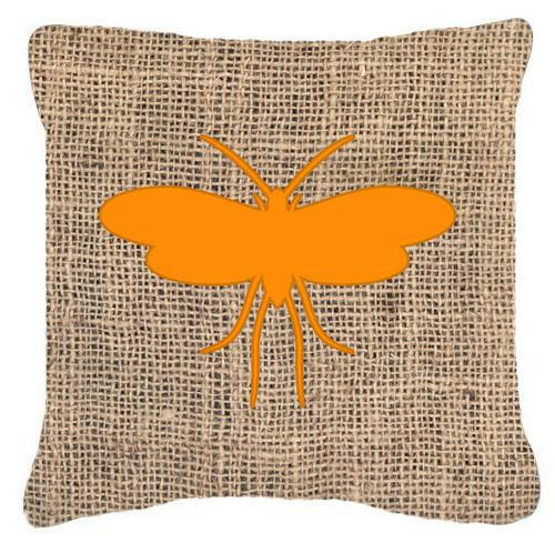 Moth Burlap and Orange   Canvas Fabric Decorative Pillow BB1058 - the-store.com