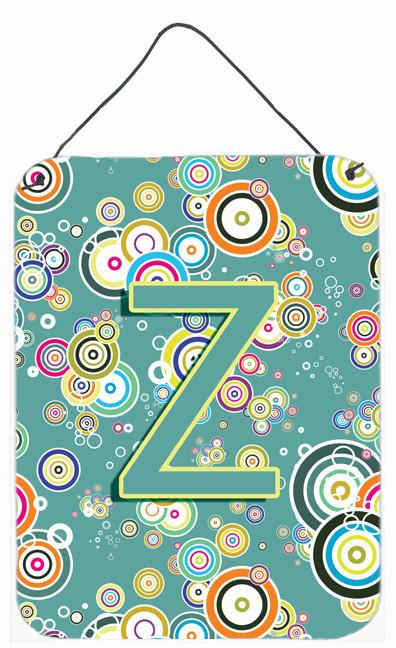 Letter Z Circle Circle Teal Initial Alphabet Wall or Door Hanging Prints CJ2015-ZDS1216 by Caroline&#39;s Treasures