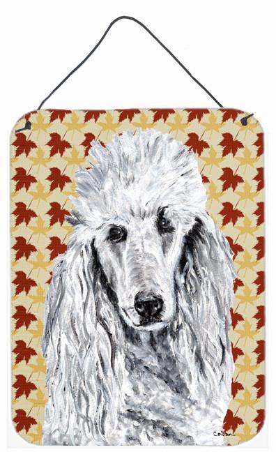 White Standard Poodle Fall Leaves Wall or Door Hanging Prints SC9679DS1216 by Caroline&#39;s Treasures
