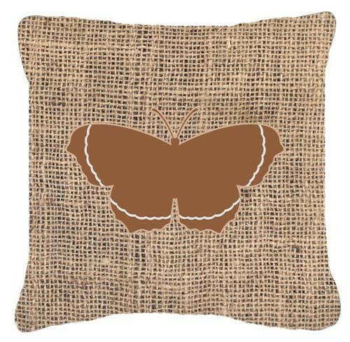Butterfly Burlap and Brown   Canvas Fabric Decorative Pillow BB1037 - the-store.com