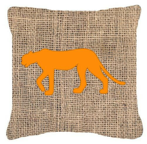 Leopard Burlap and Orange   Canvas Fabric Decorative Pillow BB1004 - the-store.com