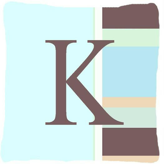Letter K Initial Monogram - Blue Stripes Decorative   Canvas Fabric Pillow - the-store.com