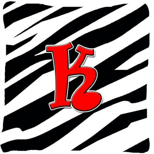 Monogram Initial K Zebra Red Decorative   Canvas Fabric Pillow CJ1024 - the-store.com