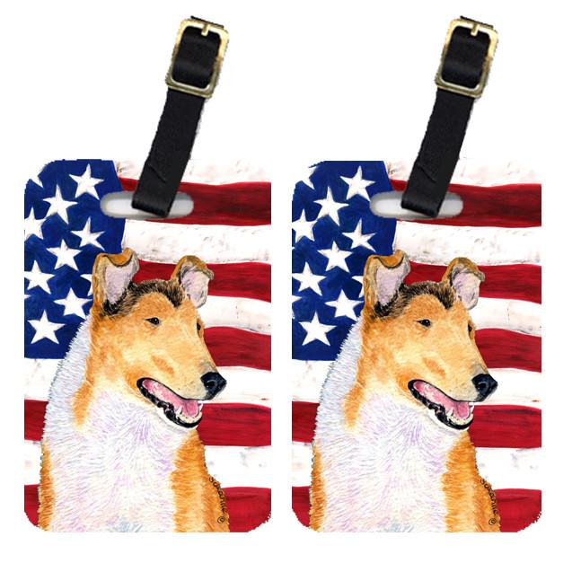 Pair of USA American Flag with Collie Smooth Luggage Tags SS4226BT by Caroline&#39;s Treasures