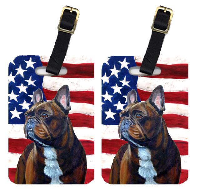 Pair of USA American Flag with French Bulldog Luggage Tags LH9010BT by Caroline&#39;s Treasures