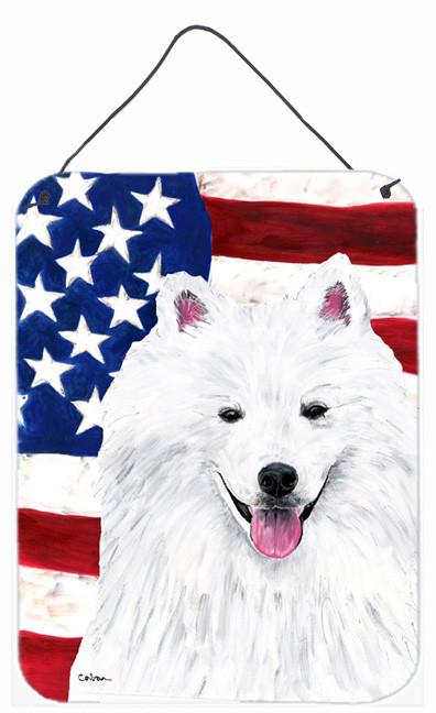 USA American Flag with American Eskimo Wall or Door Hanging Prints by Caroline&#39;s Treasures