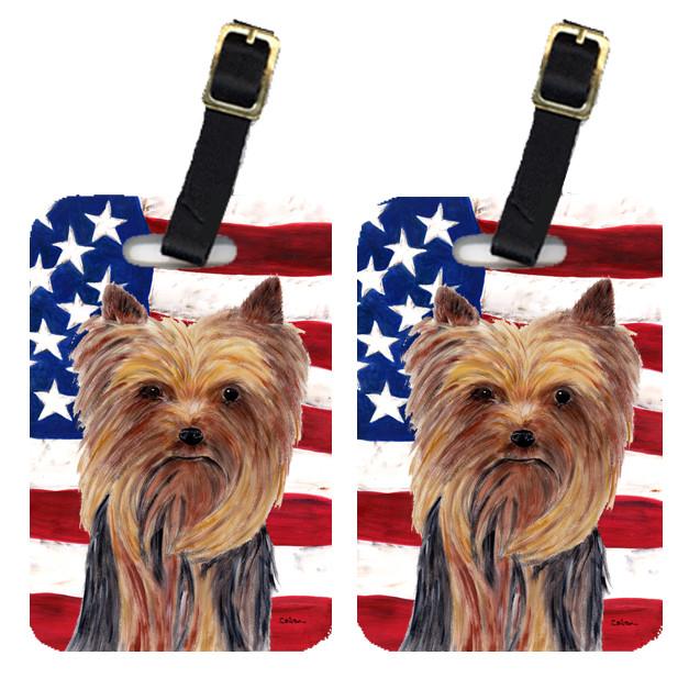 Pair of USA American Flag with Yorkie Luggage Tags SC9013BT by Caroline&#39;s Treasures