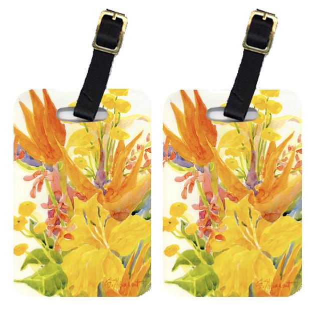 Pair of 2 Flower - Bird of Paradise and Hibiscus Luggage Tags by Caroline&#39;s Treasures