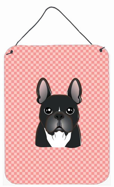 Checkerboard Pink French Bulldog Wall or Door Hanging Prints BB1227DS1216 by Caroline&#39;s Treasures