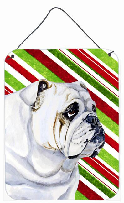 Bulldog English Candy Cane Holiday Christmas Wall or Door Hanging Prints by Caroline&#39;s Treasures