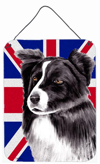 Border Collie with English Union Jack British Flag Wall or Door Hanging Prints SC9824DS1216 by Caroline&#39;s Treasures