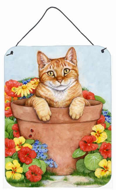 Ginger Cat In Pot by Debbie Cook Wall or Door Hanging Prints CDCO0395DS1216 by Caroline&#39;s Treasures