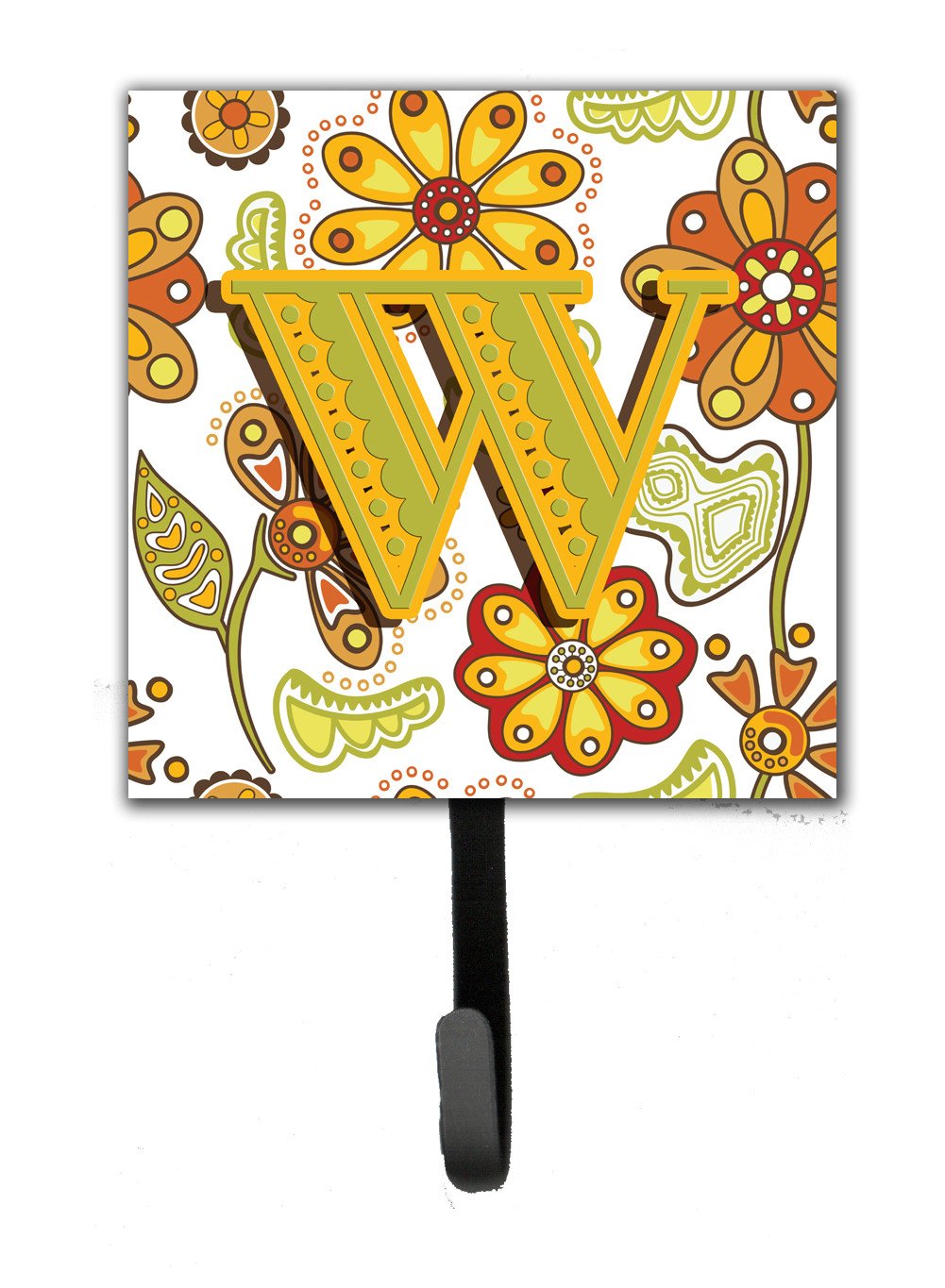 Letter W Floral Mustard and Green Leash or Key Holder CJ2003-WSH4 by Caroline&#39;s Treasures