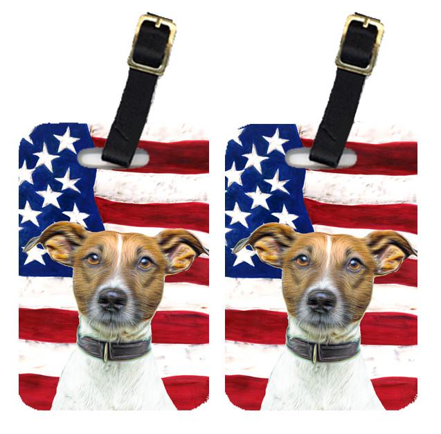 Pair of USA American Flag with Jack Russell Terrier Luggage Tags KJ1155BT by Caroline&#39;s Treasures