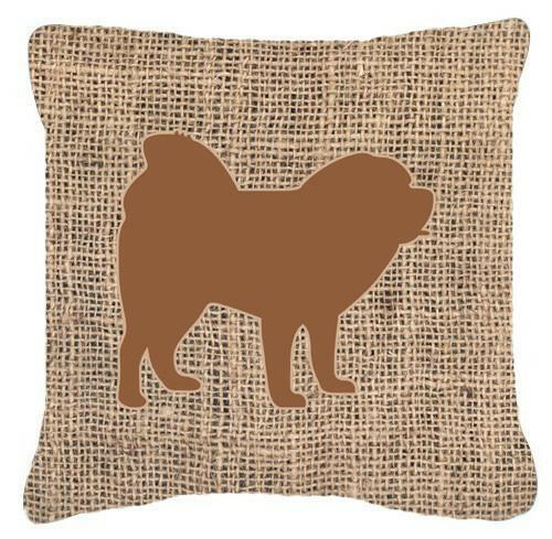 Chow Chow Burlap and Brown   Canvas Fabric Decorative Pillow BB1106 - the-store.com