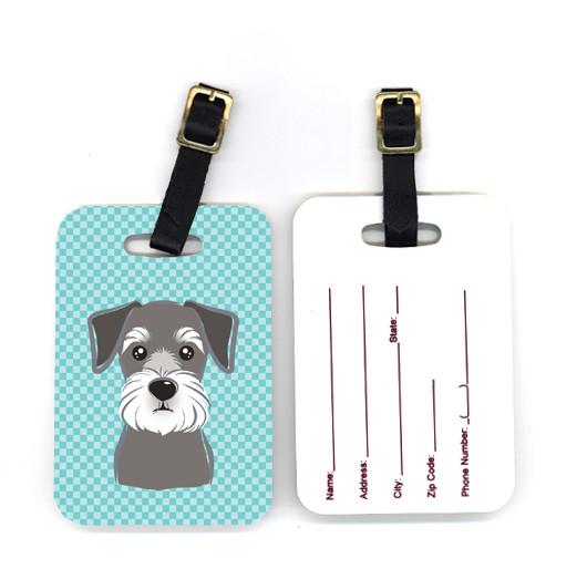 Pair of Blue Checkered Schnauzer Luggage Tags BB1136BT by Caroline&#39;s Treasures
