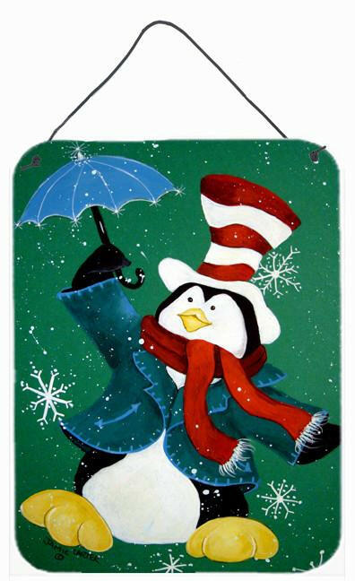 Just Dropping In To Say Hello Christmas Penguin  Wall or Door Hanging Prints PJC1015DS1216 by Caroline&#39;s Treasures