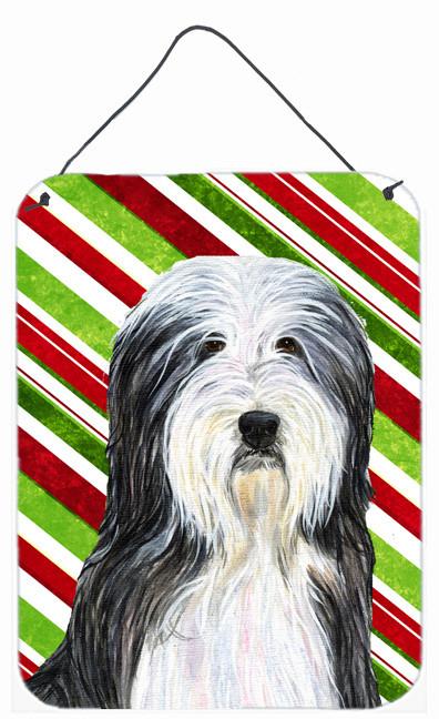 Bearded Collie Candy Cane Holiday Christmas  Metal Wall or Door Hanging Prints by Caroline&#39;s Treasures