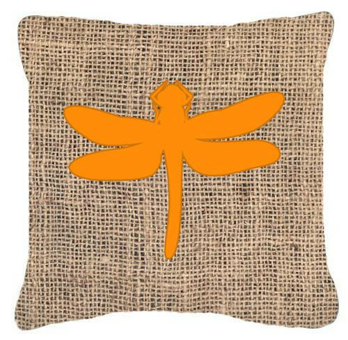 Dragonfly Burlap and Orange   Canvas Fabric Decorative Pillow BB1062 - the-store.com