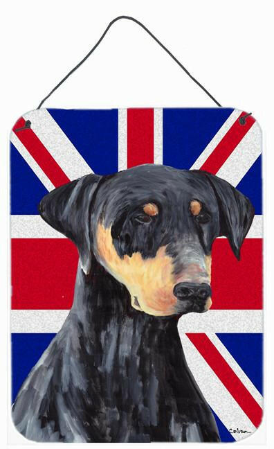 Doberman with English Union Jack British Flag Wall or Door Hanging Prints SC9834DS1216 by Caroline&#39;s Treasures