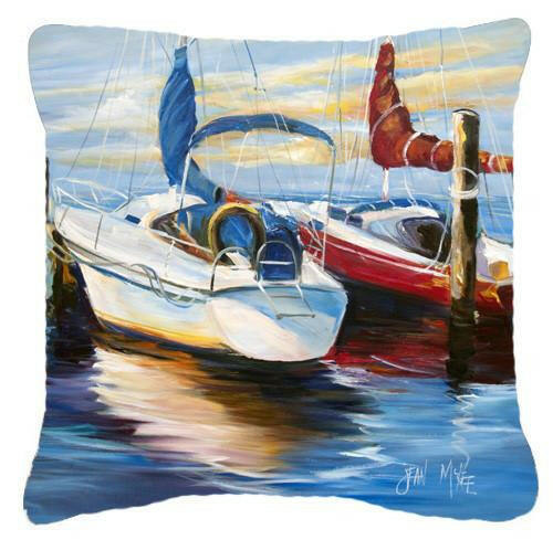 Symmetry Sailboats Canvas Fabric Decorative Pillow JMK1242PW1414 by Caroline&#39;s Treasures