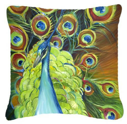 Peacock Canvas Fabric Decorative Pillow JMK1209PW1414 by Caroline&#39;s Treasures