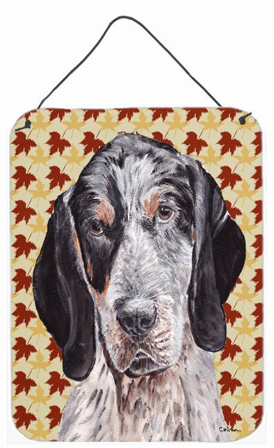 Blue Tick Coonhound Fall Leaves Wall or Door Hanging Prints SC9673DS1216 by Caroline&#39;s Treasures